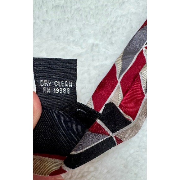 Colours by Alexander Julian Mens Silk Tie Red Black Geometric Diamond Pattern - Picture 9 of 11